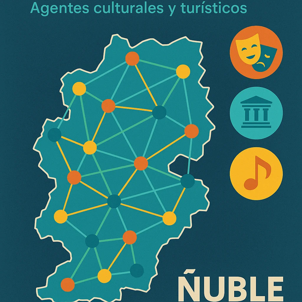 Mapa de Ñuble con red conectada de agentes culturales